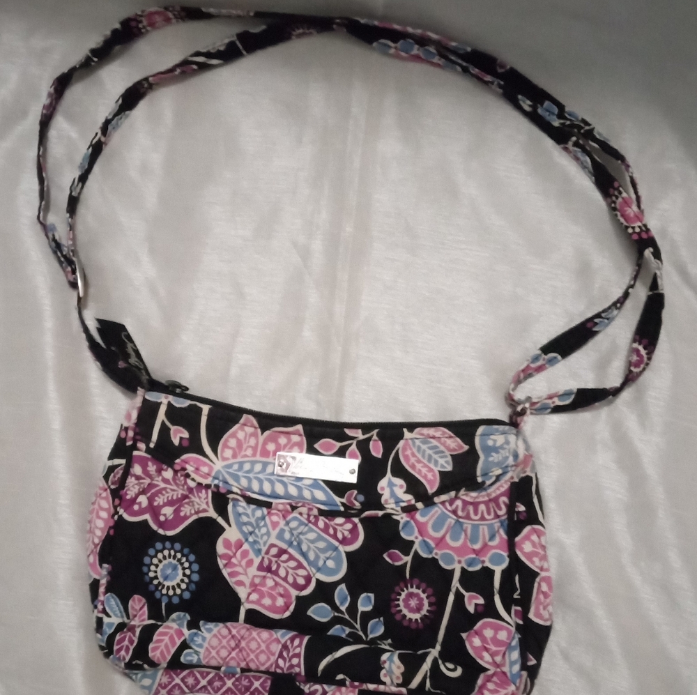Vera Bradley Black and Pink Floral Crossbody Bag